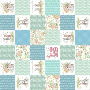 3" Love Some Bunny Patchwork Blanket Quilt, Cute Bunnies + Flowers for Girls, GL-quilt A rotated