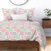 4 1/2" Love Some Bunny Patchwork Blanket Quilt, Cute Bunnies + Flowers for Girls, GL-quilt B rotated