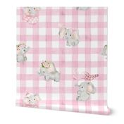 small sclae elephant pink gingham
