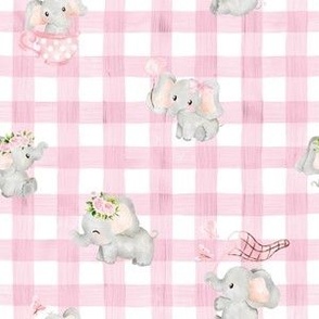 small sclae elephant pink gingham