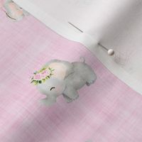 small print elephant pink linen 