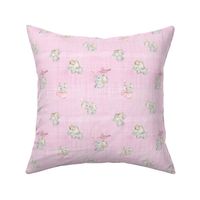 small print elephant pink linen 