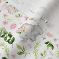 small scale pink floral elephant