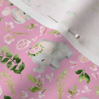 small scale pink floral elephant pink