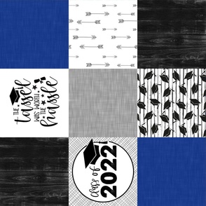 Grad 2022//Blue - Wholecloth Cheater Quilt - Rotated