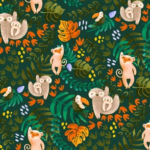 Jumbo Jungle Animals Dark Green