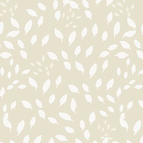 White and Beige Simple Leaves - Neutral Monotone - All over