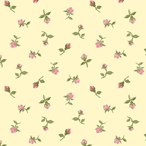 Floating Vintage Rosebuds - lemon custard, medium