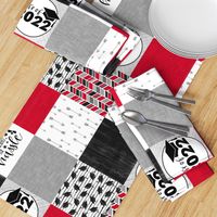 Grad 2022//Red - Wholecloth Cheater Quilt - Rotated