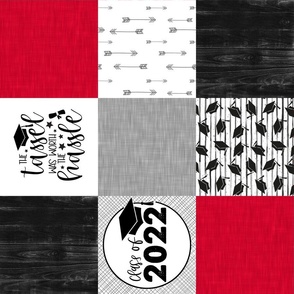 Grad 2022//Red - Wholecloth Cheater Quilt - Rotated