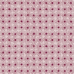 540 - Bumpy line daisy grid pattern in burgundy tones - small scale for kids apparel, soft furnishings and crafting, pet accessories and quilting.