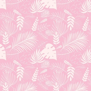 tropical Leaves on Pink