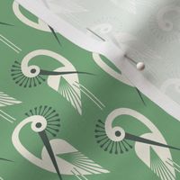 Pattern 0709 - elegant cranes, green