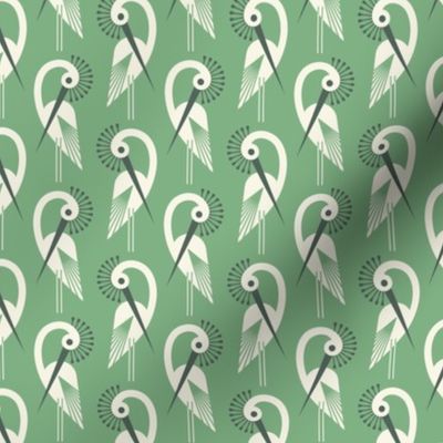 Pattern 0709 - elegant cranes, green