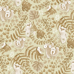 Jumbo Jungle Animals Brown and Green Pastel