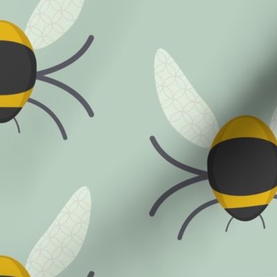 Geometric Bees - Pastel - Mint