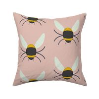 Geometric Bees - Pastel - Dusty Pink