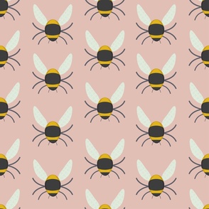 Geometric Bees - Pastel - Dusty Pink