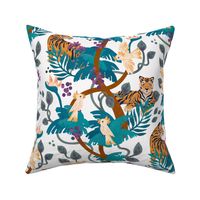 Tropical Jungle Tiger in green white