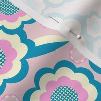 Retro Floral Pocket 2 Match, cotton candy and carribean, 8 inch