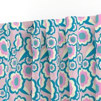 Retro Floral Pocket 2 Match, cotton candy and carribean, 8 inch