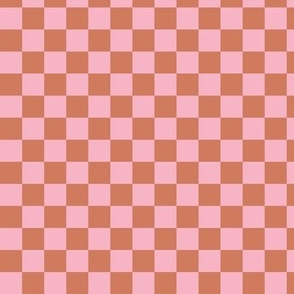 Minimalist boho checker plaid design basic check color block tartan nursery print summer pink vintage orange 