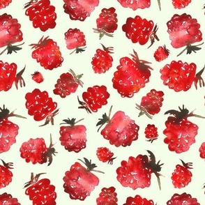 Raspberries - larger scale - watercolor berries