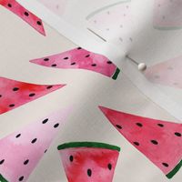 Watermelon Fruit / Off-White - Summer Watercolor Fruits