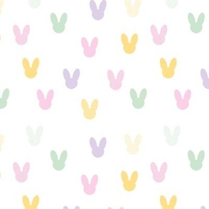 Little boho minimalist bunny design for easter and springtime abstract animal shapes for nursery and kids colorful spring palette on white 