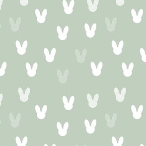 Little boho minimalist bunny design for easter and springtime abstract animal shapes for nursery and kids sage green 