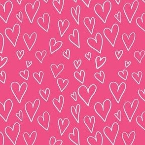 Doodled Hearts: Pink & White