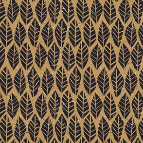 Scandinavian block leaves on coffeebrown - medium