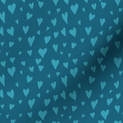 Doodled Hearts: Blue Two-Tone