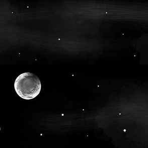 Moon in black night sky
