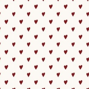 Doodled Hearts: White With Tiny Red Hearts