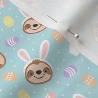 Easter sloths - Easter eggs and bunny ears - pale blue - LAD22
