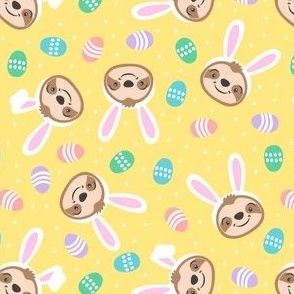 Easter sloths - Easter eggs and bunny ears - yellow - LAD22