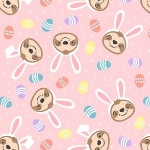 Easter sloths - Easter eggs and bunny ears - pink - LAD22