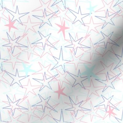 Pastel Stars on white -  Small