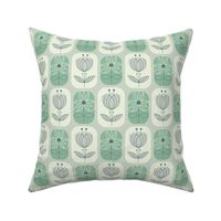 Vintage garden  blooms mint, gray