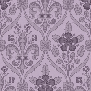 Gothic Revival roses and lilies, lavender