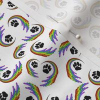 Rainbows and Puppy Paws, White Background