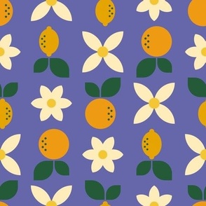 Mod Scandinavian Citrus Fruit - Periwinkle Purple