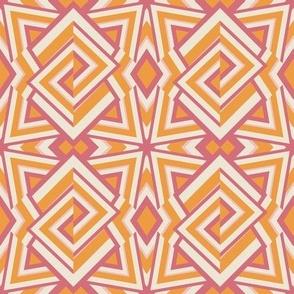 Geometric Bright Orange Trippy Lines and Squares