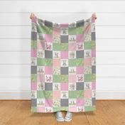 Love Some Bunny Patchwork Blanket Quilt, Cute Bunnies + Flowers for Girls, GL-quilt C