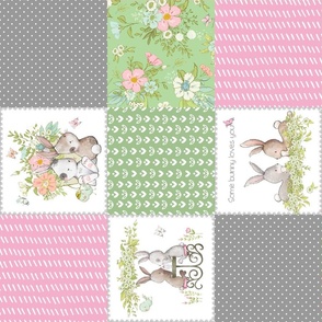 Love Some Bunny Patchwork Blanket Quilt, Cute Bunnies + Flowers for Girls, GL-quilt C rotated