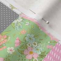 3" Love Some Bunny Patchwork Blanket Quilt, Cute Bunnies + Flowers for Girls, GL-quilt C