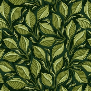 hand-drawn leaves on a dark background (saturated)