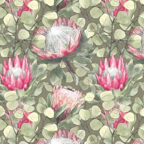 King Protea Plus- olive background (large scale)12x14