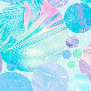 Y2K Holographic Bubbles - Cyan Blue, Pink and Green